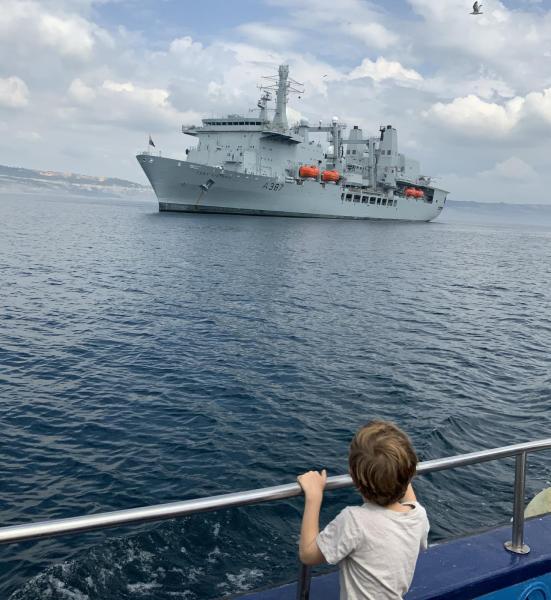 Close encounter with RFA Fort Victoria
